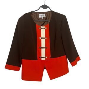 Vintage Tally Taylor dress jacketed red black size 12